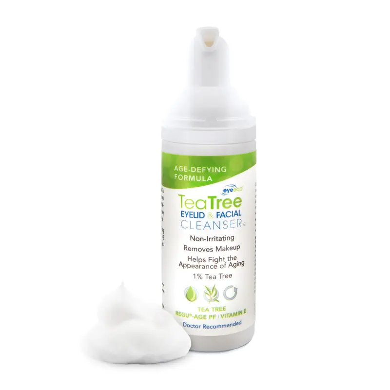 EyeEco Nettoyant anti-âge arbre à thé pour paupières et visage – 50 mL, sans irritation, karité et vitamine E