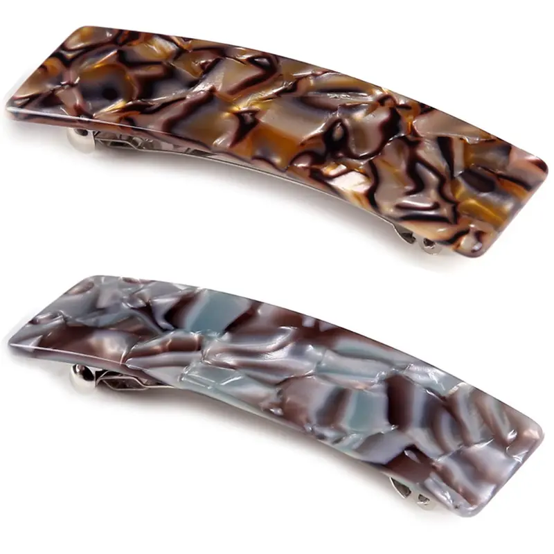 Eyegla - Lot de 2 barrettes rectangulaires écaille de tortue, design français en celluloïde
