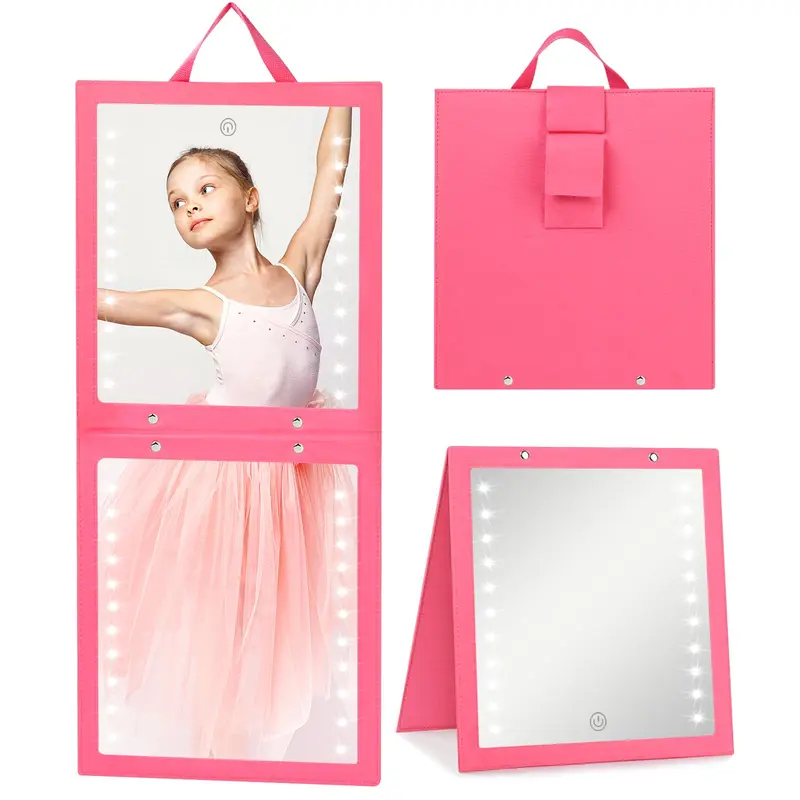 Fabuday Miroir Pendu Éclairé – Pleine Longueur Rechargeable, Brillance Réglable, Portable pour Danseuses – Berry