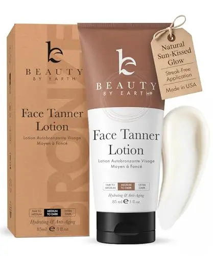 Face Tanner pour le visage – Beauty by Earth, fabriqué aux États-Unis avec ingrédients naturels et biologiques, teint progressif et sans traces