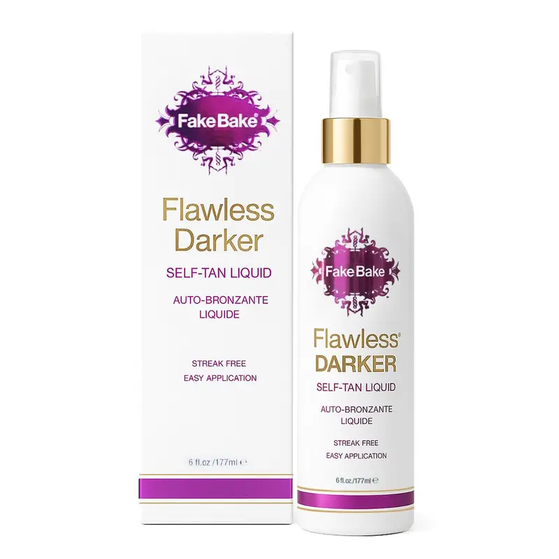 Fake Bake Flawless Darker – Bronzage sans traces, longue tenue pour tous les teints, mitaine pro incluse, parfum coco noir – 6 oz