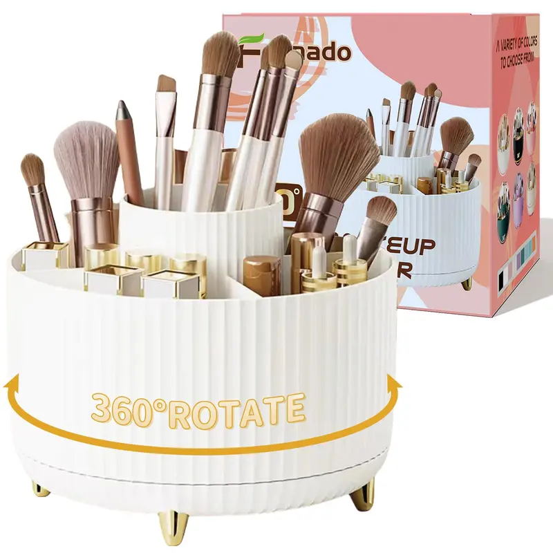 Fanado Organisateur Pinceaux 360° – Rangement pour Coiffeuse Blanc
