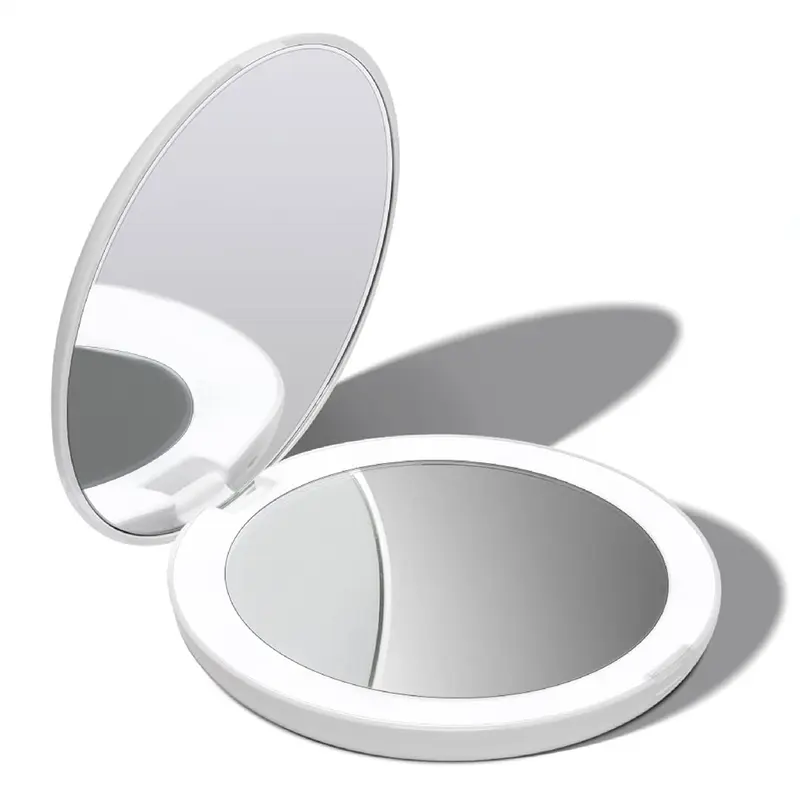 Fancii Miroir de Voyage Éclairé – 1x/10x, Lumière Naturelle, 5'', Finition Rose Doré