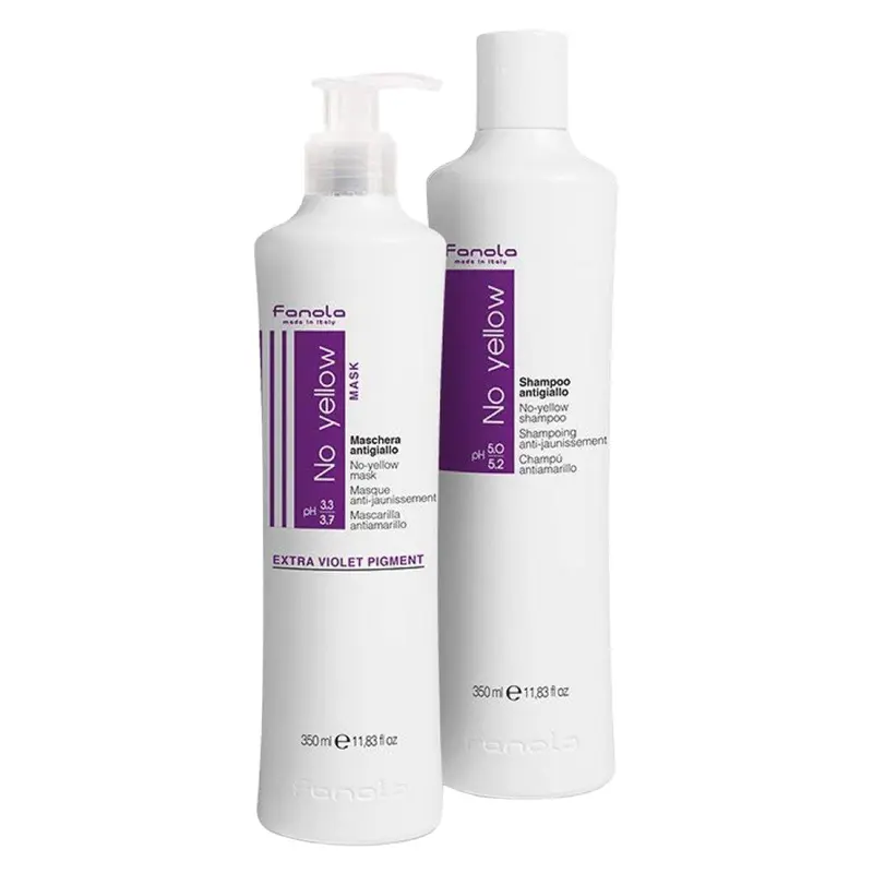 Fanola No Yellow Shampoing & Masque – Pack 2 x 11,8 oz | Tonifiant violet anti-jaunissement pour blondes et gris