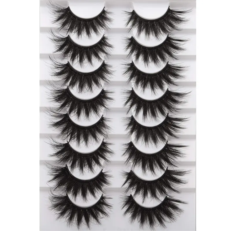 FANXITON Cils artificiels effet vison 20 mm – Style œil-de-chat 9D, Pack de 8 paires