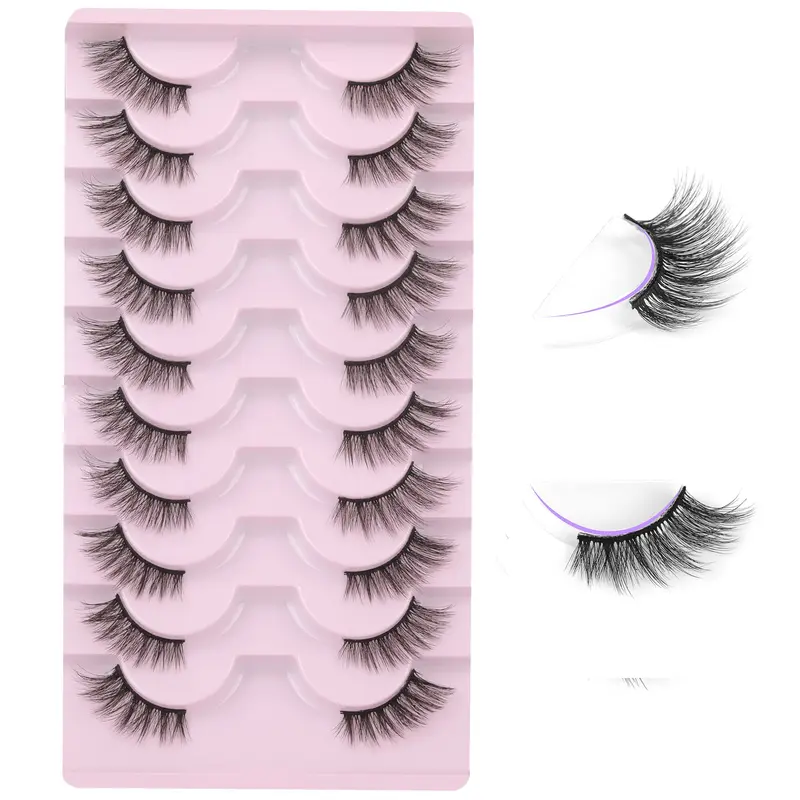 FANXITON Demi-Cils Look Naturel — Effet 3D et Regard Œil-de-Chat, 10 Paires
