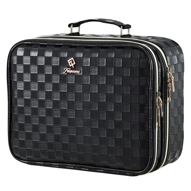 Faquenc Sac Maquillage avec Miroir LED 12,2 pouces — Double Étage, Luminosité Ajustable en 3 Couleurs