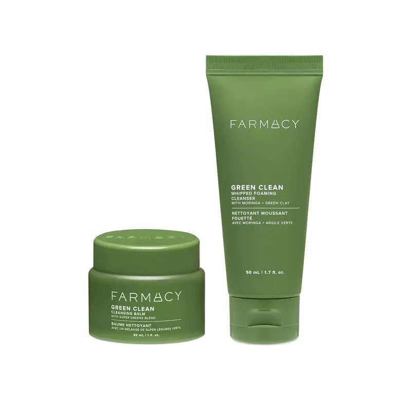 Farmacy Deep Double Cleanse Coffret – Démaquillant Green Clean et Mousse Nettoyante pour Peau Grasse