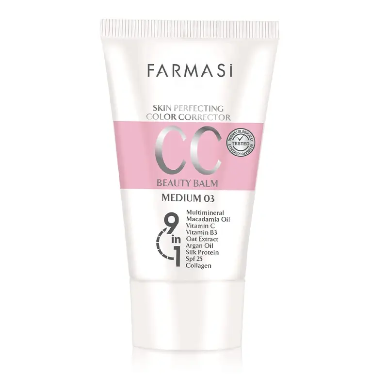 FARMASi CC Crème Correctrice – Teinte Médium, Base Hydratante SPF25