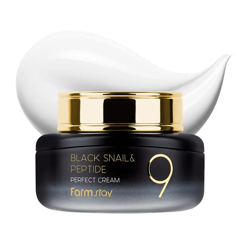 FARMSTAY Crème Noire Escargot & Peptide 9 — Hydratation, Élasticité et Barrière Cutanée