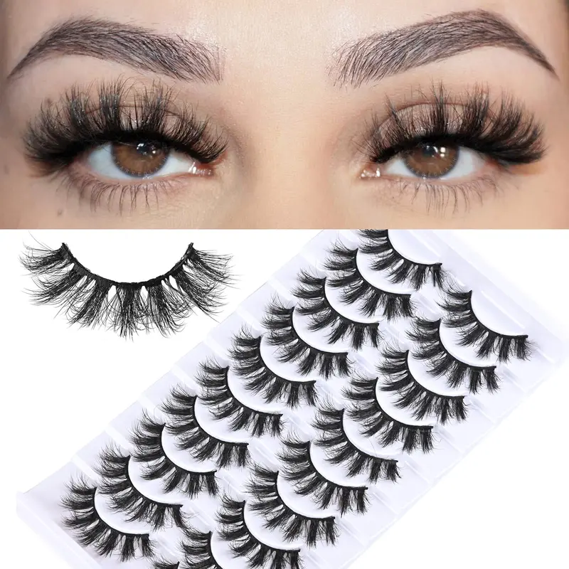 FARRED Cils Duveteux 16mm – Pack de 10 Paires, Effet Œil-Chat Piquant