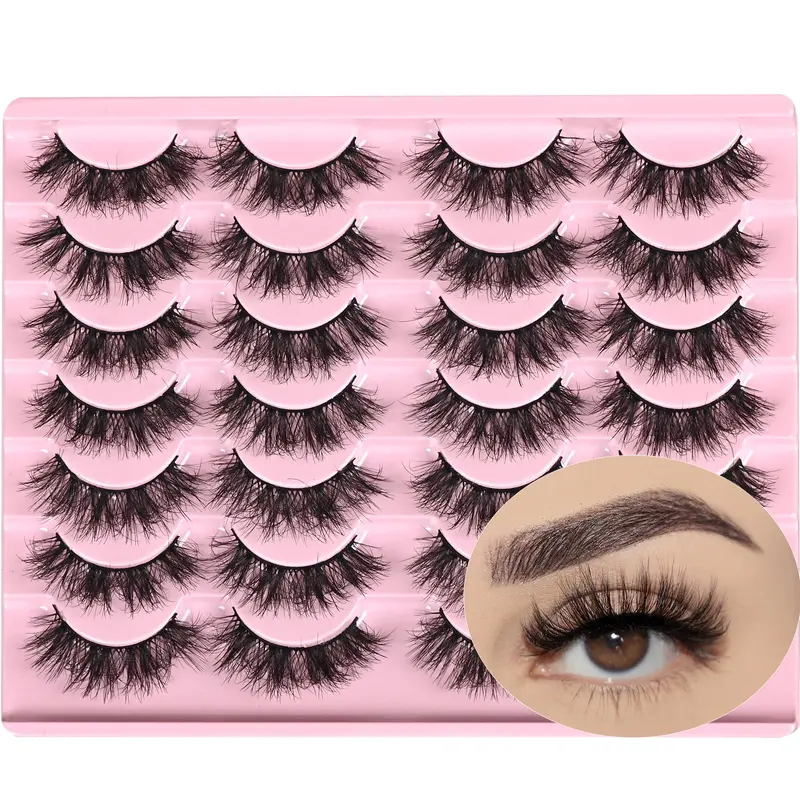 FARRED Cils Duveteux Naturels – 14 Paires, Regard Œil de Chat, Longueur 7–16 mm (F11)