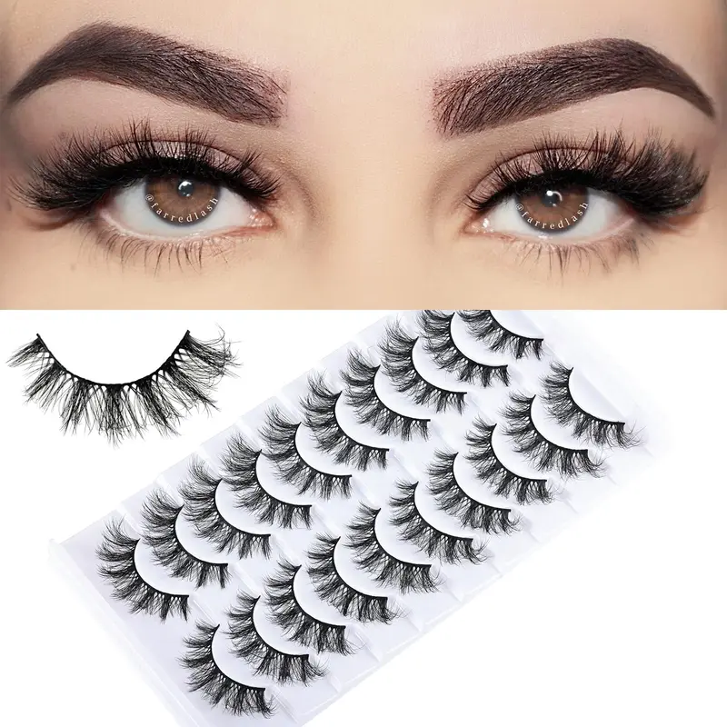 FARRED Cils Faux Œil-de-chat – Effet Épars 8D, Longueurs 12–18 mm, Lot de 10 Paires