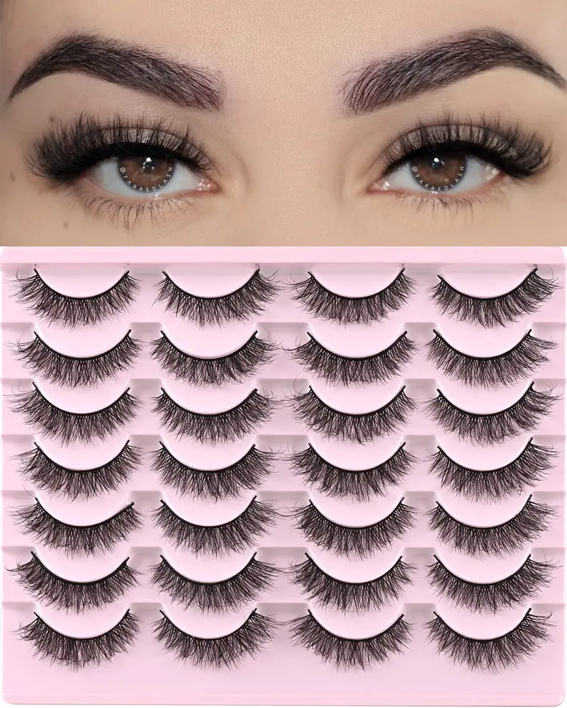 FARRED Cils Naturels F1 – 14 Paires Faux Cils Mink, Regard Cat Eye | Idéal MUA et Débutants