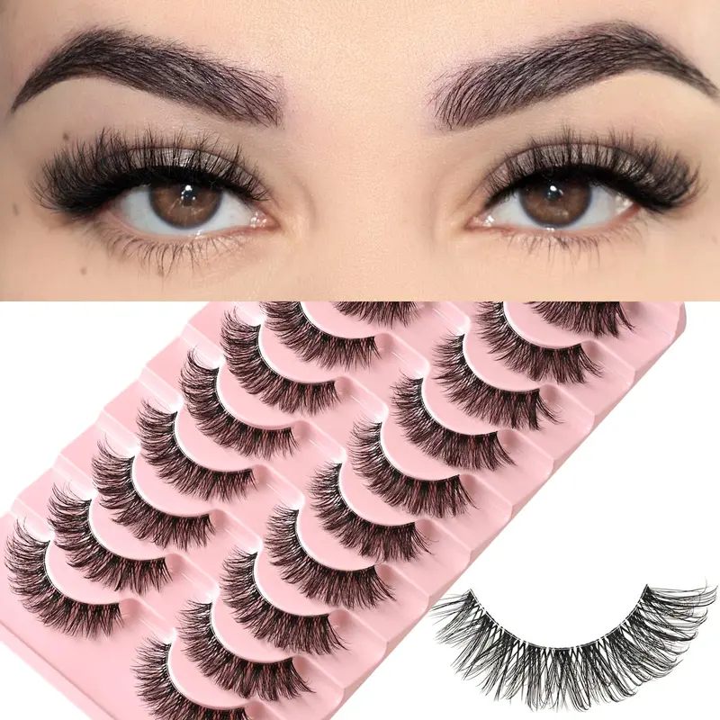 FARRED Faux Cils Naturels – Bande Invisible, Dégradé 8-14 mm, Look œil de chat, Pack 10 paires