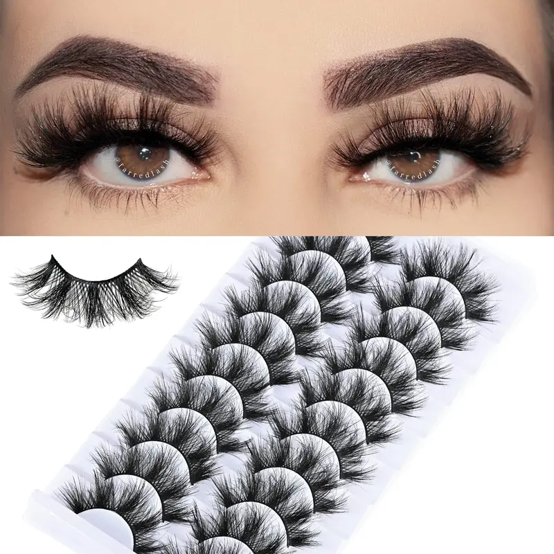 FARRED Wispy Lashes – Cils Wispy Naturels en Faux Mink, Lot de 10 Paires