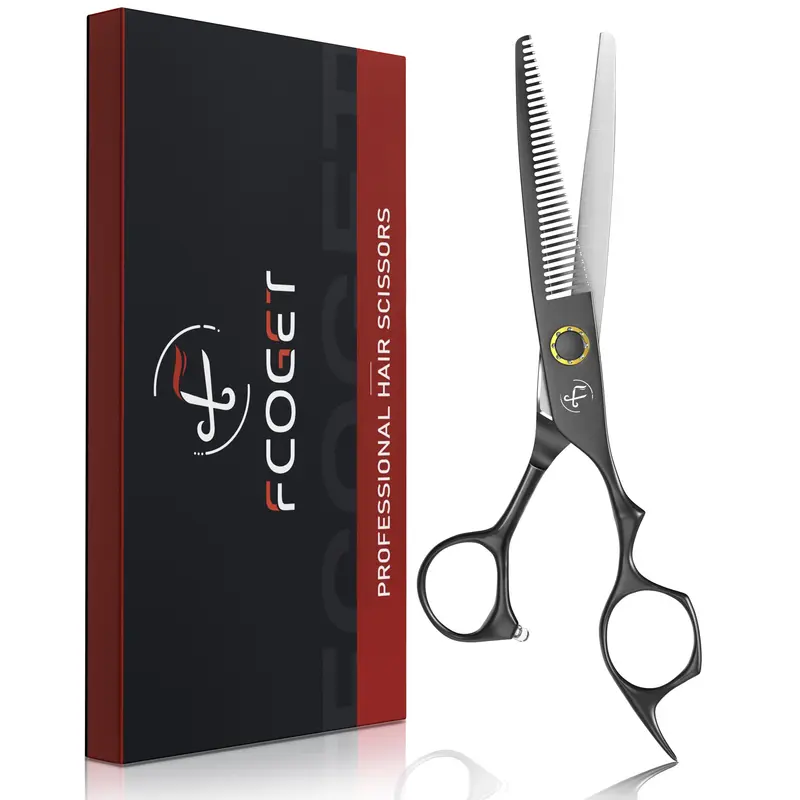 Fcoget Ciseaux d’amincissement professionnels 6-8 pouces — Lames 440C, design ergonomique