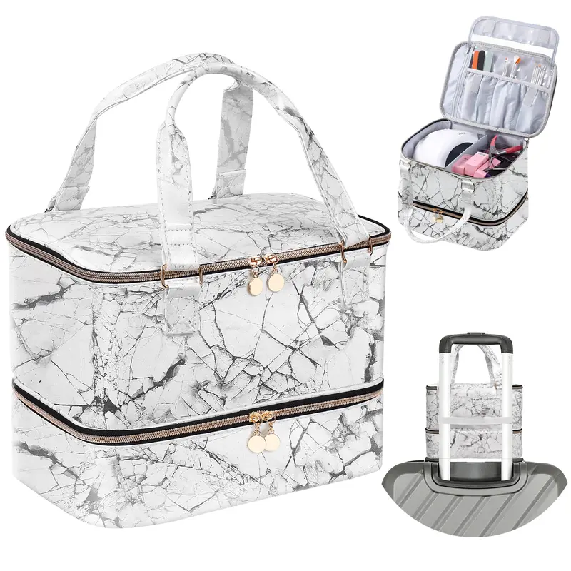 FCQQYWZ Organisateur Vernis 40+ Bouteilles et Lampe – Double-Couche (Blanc)