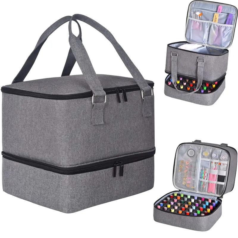 FCQQYWZ Organisateur Vernis à Ongles – 42+ Bouteilles, Lampe UV/LED, Double Étage, Gris