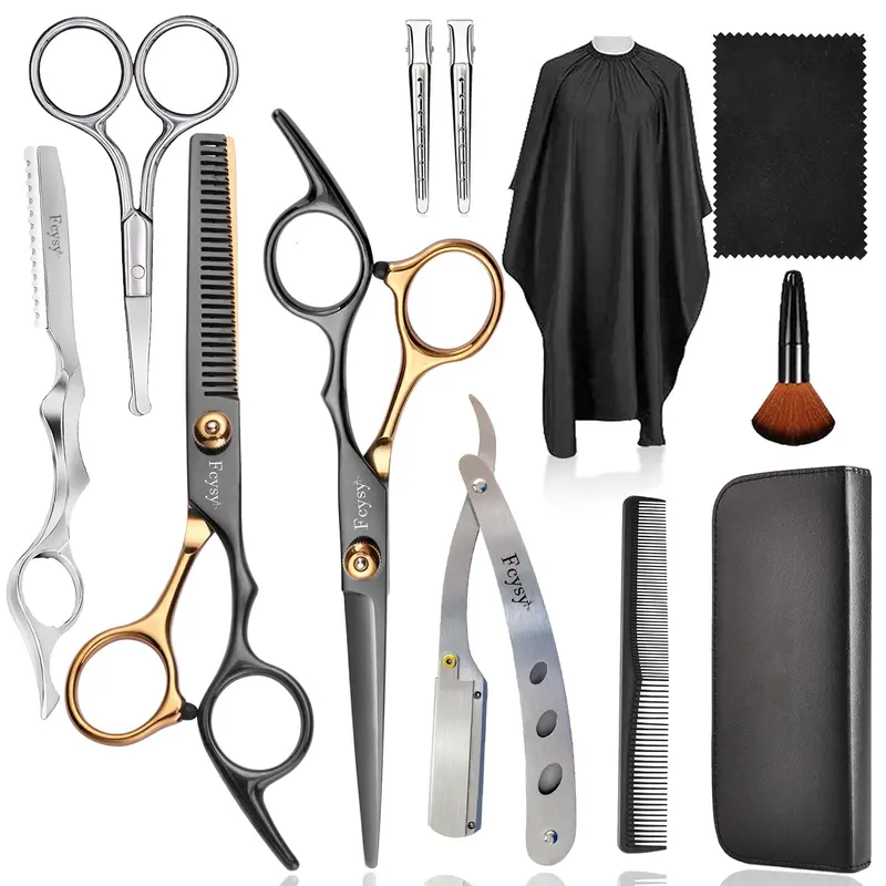 Fcysy Ciseaux de Coiffure Professionnels – Kit Complet de Coupe et Texturisation