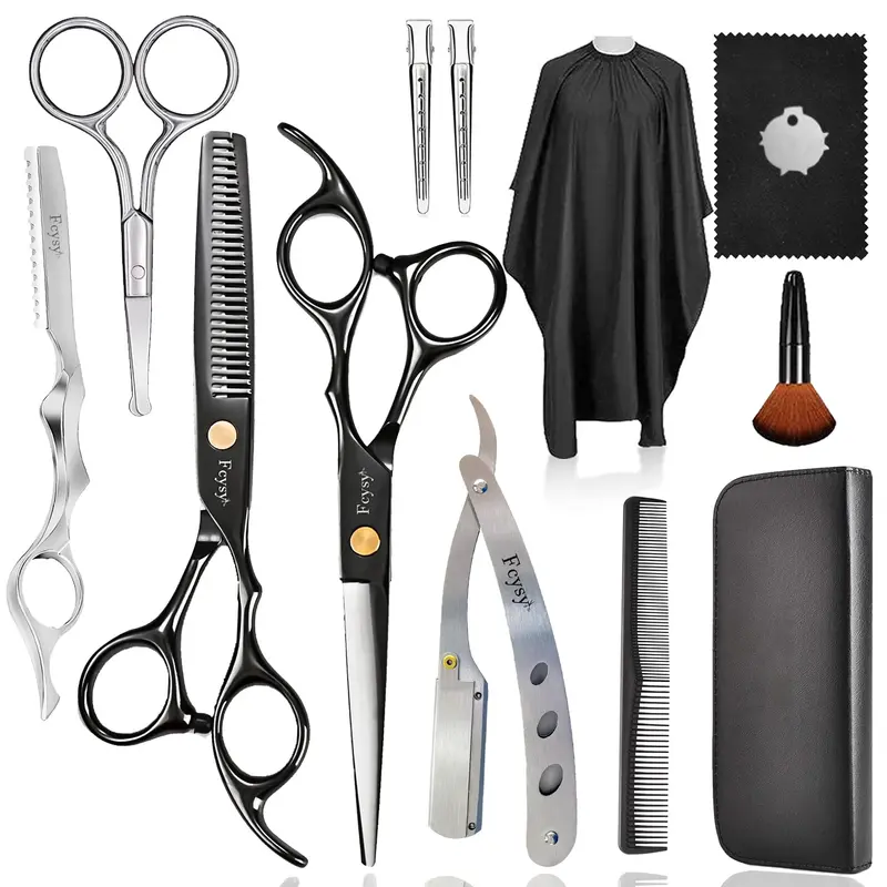 Fcysy Kit Ciseaux Coiffure Pro – Coupe, Texturisation et Accessoires Barbier Complets