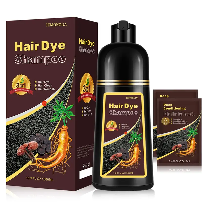 Fedulili Shampoing Colorant 3 en 1 Brun Clair pour Cheveux Gris – Couverture naturelle en 10–15 minutes, 500 ml