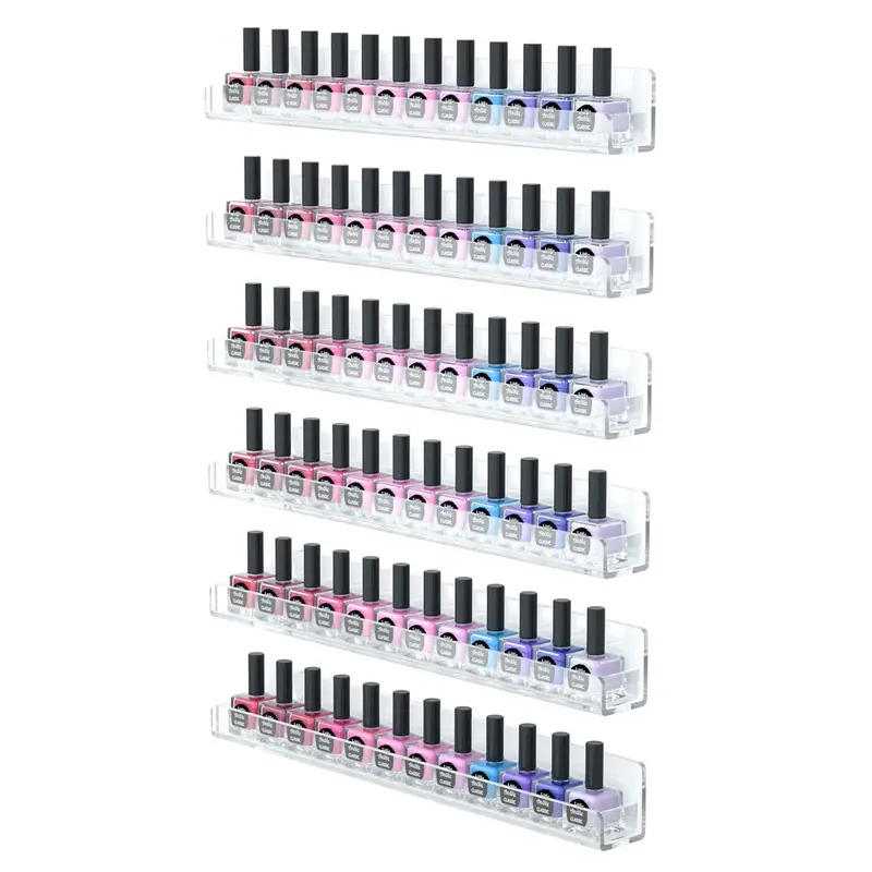 FEMELI Étagère murale pour vernis – 6 niveaux, 15 pouces, rangement en acrylique clair