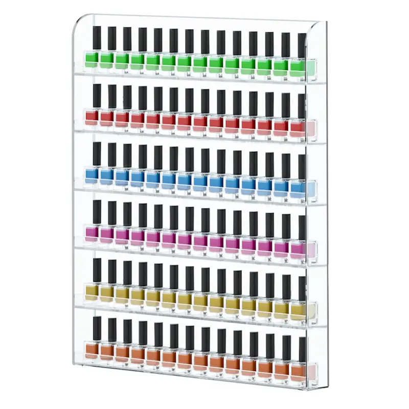 FEMELI - Porte-vernis mural, ensemble de 2, 6 rangées, 20x24 po, capacité jusqu’à 240 bouteilles, acrylique clair