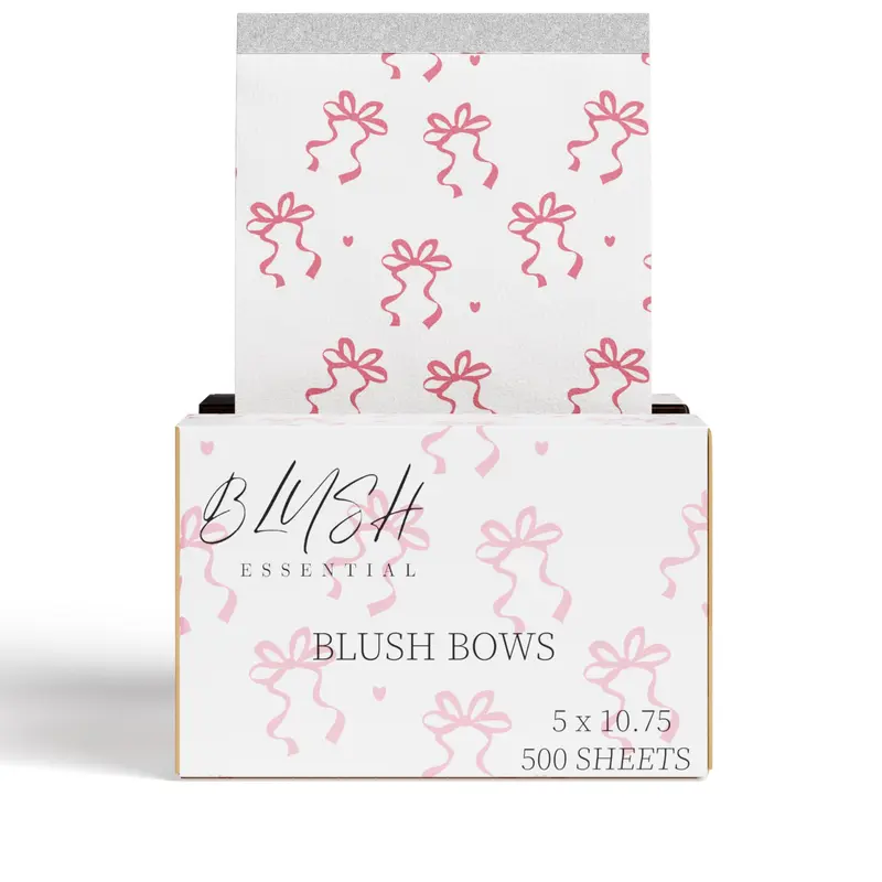 Feuilles Aluminium Blush Essentials pour Balayage et Mèches – 500 Feuilles 5x10,75 po, Design Noeuds Blush