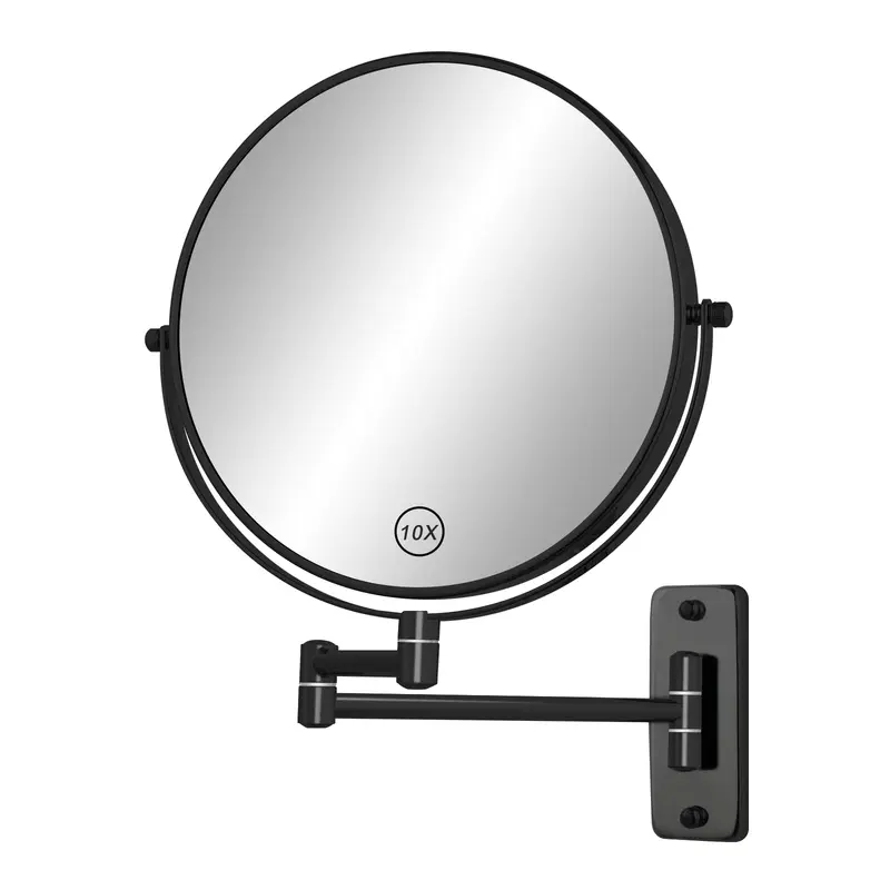 FFowcye Miroir mural 8 pouces 1X/10X – Double face, Bras 360°, Noir (Sans Éclairage)