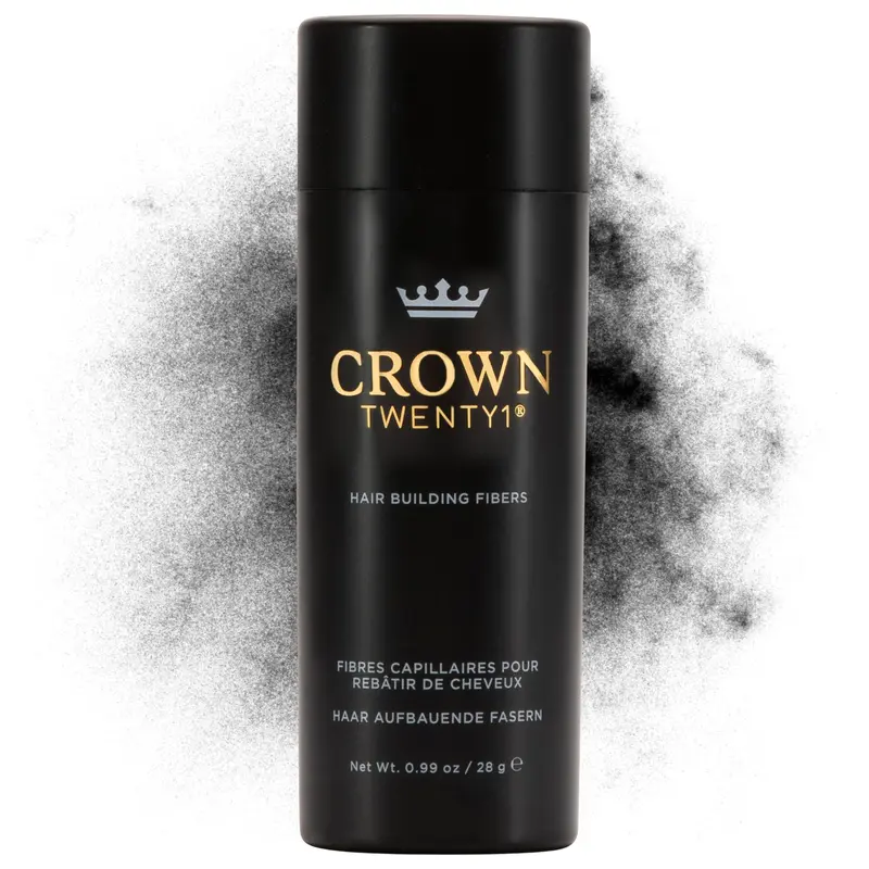 Fibres capillaires Crown Twenty1 (28 g) – couverture instantanée des cheveux fins, kératine naturelle, 13 teintes – Noir