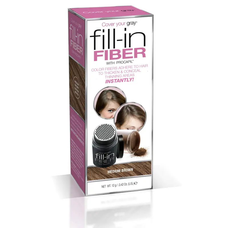 Fibres de remplissage Cover Your Gray avec Procapil – Châtain moyen