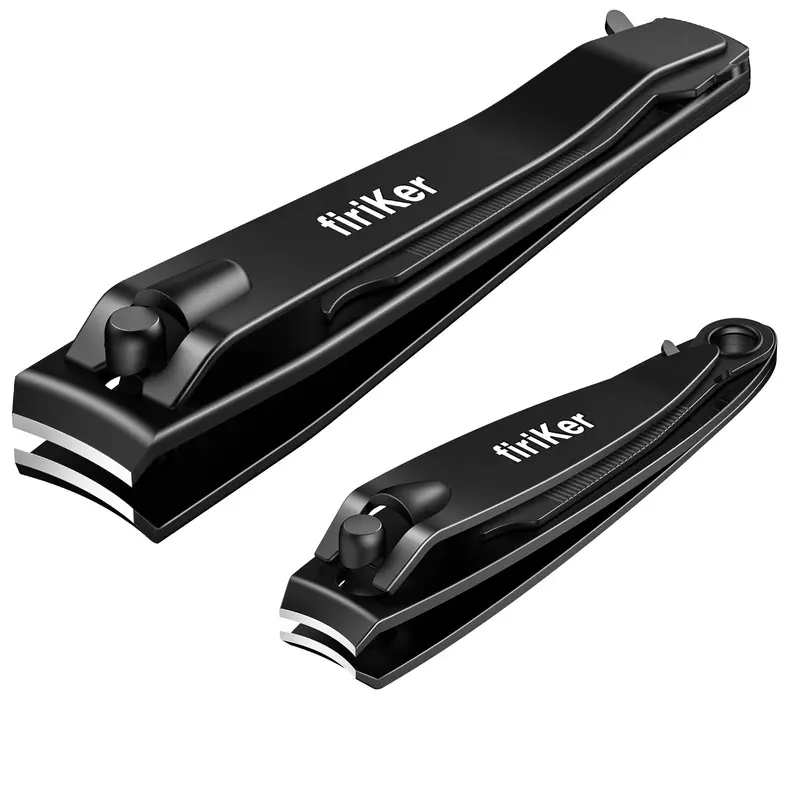 firiKer Set Coupe-Ongles Noir Mat en Acier Inoxydable – Lime Intégrée, Mains et Pieds, Cadeau Homme & Femme