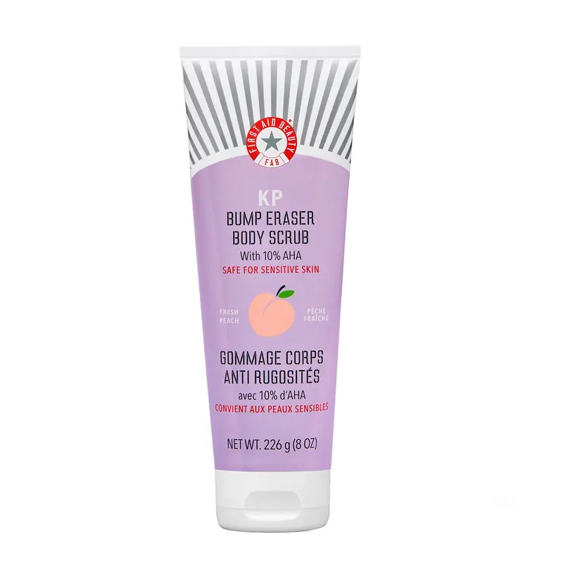 First Aid Beauty KP Bump Eraser Gommage Corporel 10% AHA – Exfoliant KP, Parfum Pêche, 8 oz
