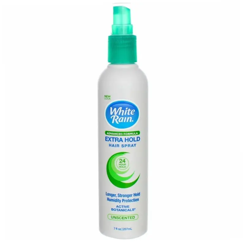 Fixatif capillaire White Rain Extra Hold Sans Parfum – 7 onces (Lot de 8), Non aérosol, Protection contre l'humidité, Finition légère