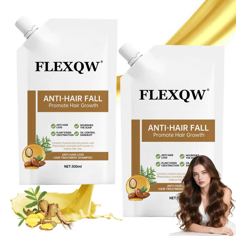 FLEXQW – Shampoing Anti-Chute pour Femmes, Stimulation de la Croissance et Épaississement des Cheveux (300 ml) – Lot de 2 pièces