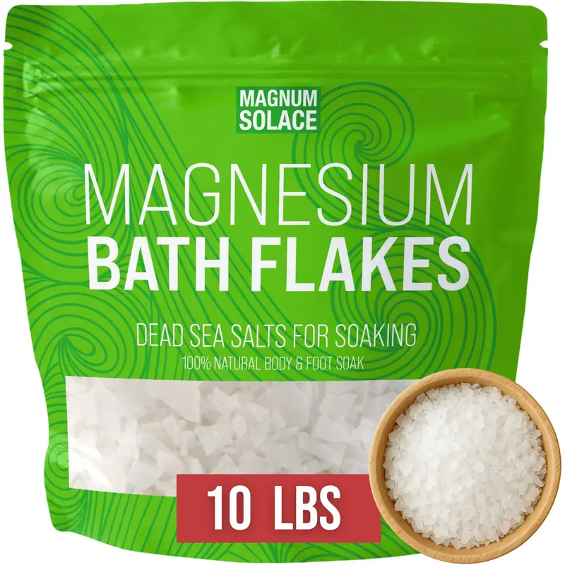 Flocons de magnésium pour bain Magnum Solace – Chlorure de magnésium, sels Mer Morte, 10 livres