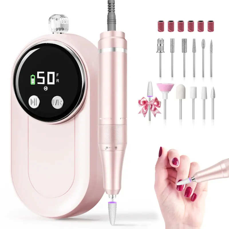 FLORAVIC MG101L Foreuse Ongles Haute Vitesse – 50 000 tours/min, Écran LCD, Kit Embouts et Plateau Anti-Dérapant