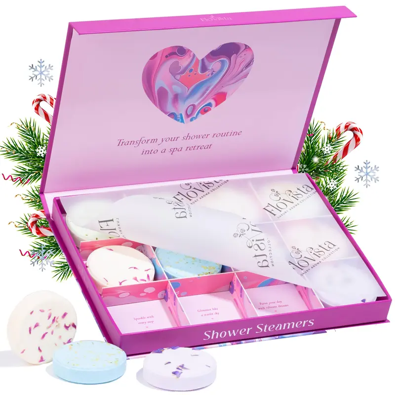 Flovista Coffret Aromathérapie Douche – 12 Tablettes, 6 Parfums (Lavande, Menthe & Eucalyptus, Jasmin, Pastèque, Pamplemousse & Orange) – Cadeau Bien-être
