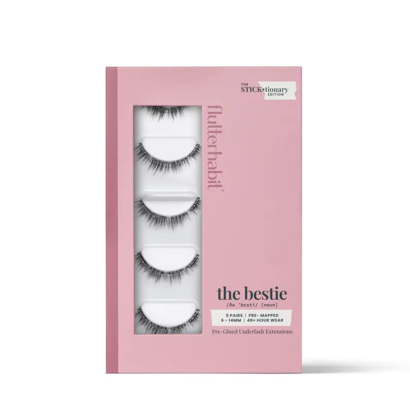 FlutterHabit STICKtionary Bestie – Faux-cils auto-adhésifs sans colle (5 paires) pour débutants