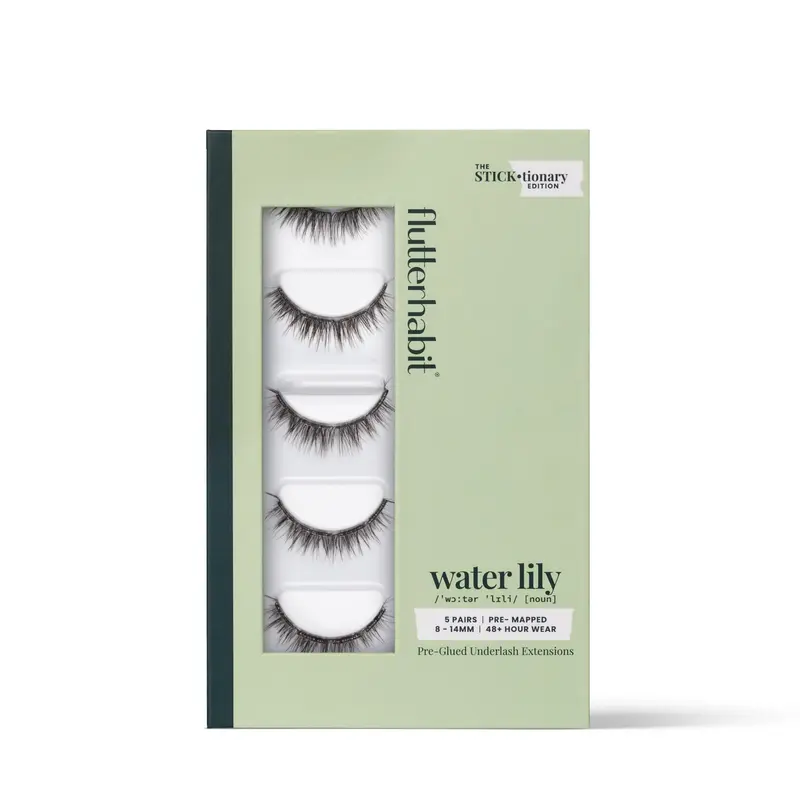 FlutterHabit STICKtionary Water Lilly – Faux-cils sous-cils auto-adhésifs (5 paires) pour débutants