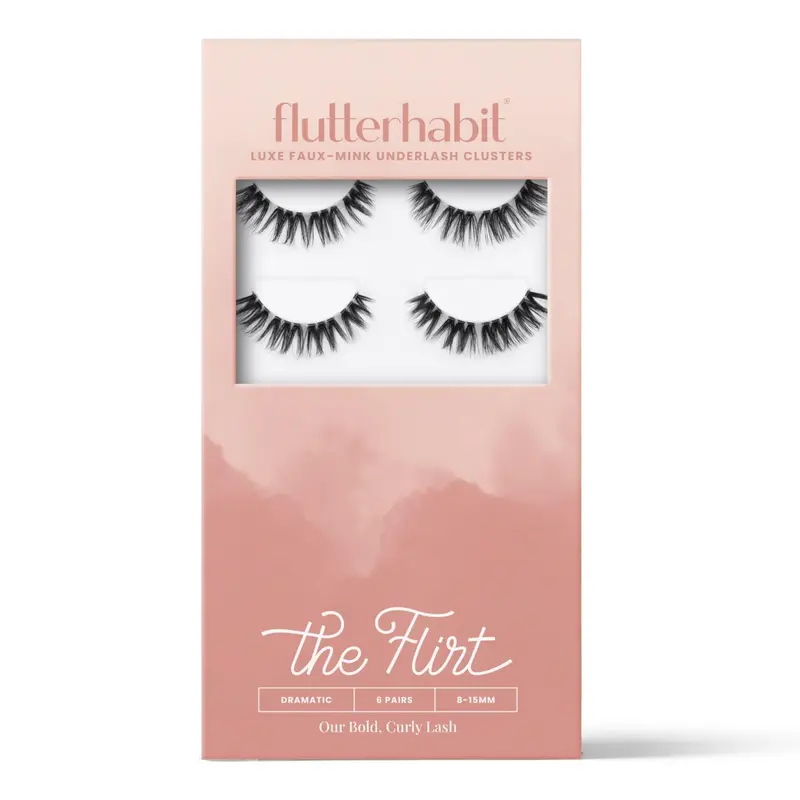 FlutterHabit The Flirt – Cils Naturels en Clusters – Kit Extensions à Domicile Qualité Salon (6 Ensembles, Sans Colle)