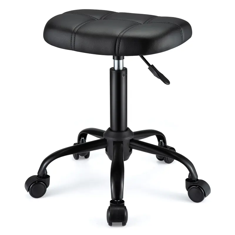 FNZIR Chaise Carrée Roulante Noire – Hauteur Reglable et Rotation 360°