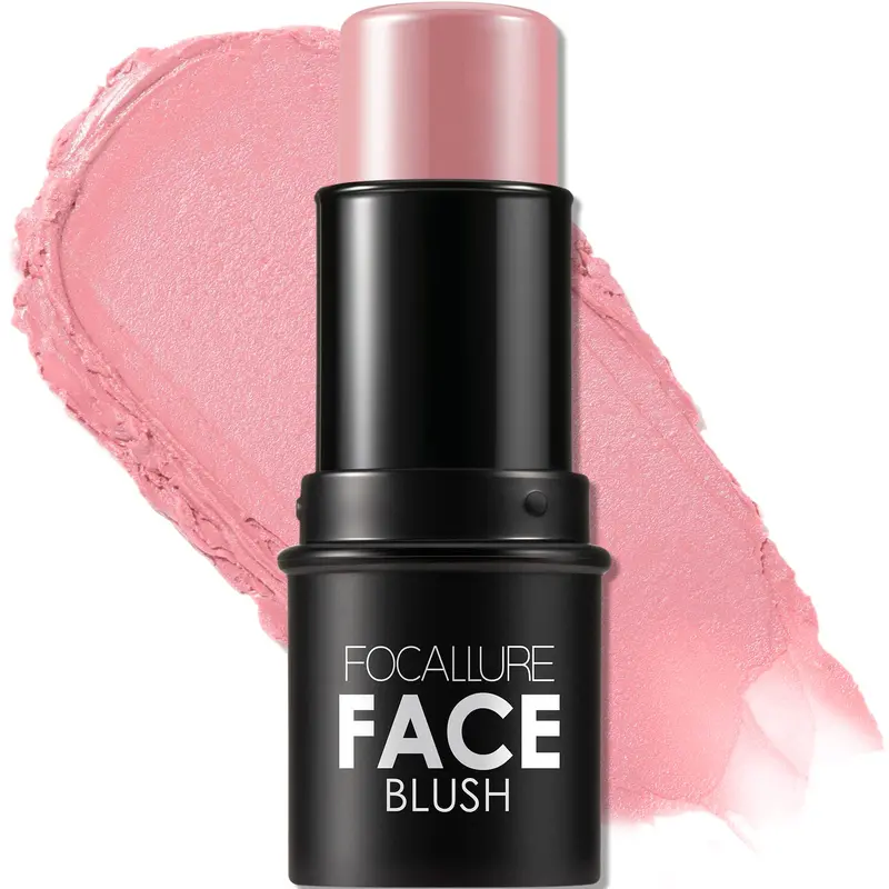 FOCALLURE Cream Blush Baby Pink – Stick crème modulable pour joues et lèvres, fini mat et lumineux