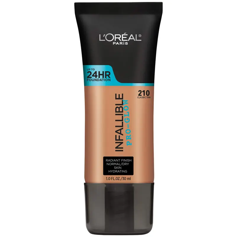 Fond de Teint Infallible Pro Glow de L’Oréal Paris – Hydratant et lumineux, tenue jusqu’à 24h Buff Beige, 30 ml