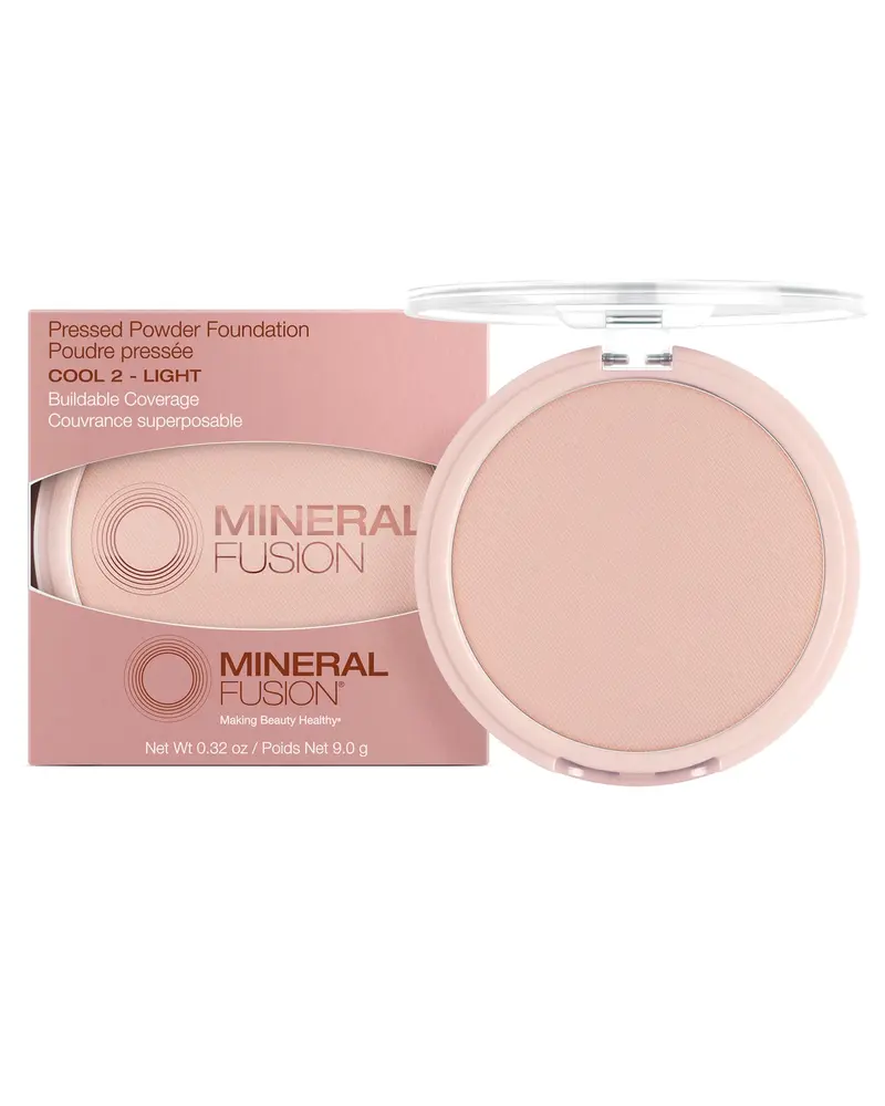 Fond de Teint Poudre Pressée Mineral Fusion – Fini Mat pour Teint Clair à Moyen (Sous-tons Rose) – Vegan, Hypoallergénique, Sans Talc (Cool 2)