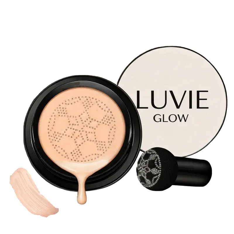 Fondation Cushion Luvie Glow – CC Cream Cushion hydratante, couvrance modulable et fini seconde peau (teinte chaude)