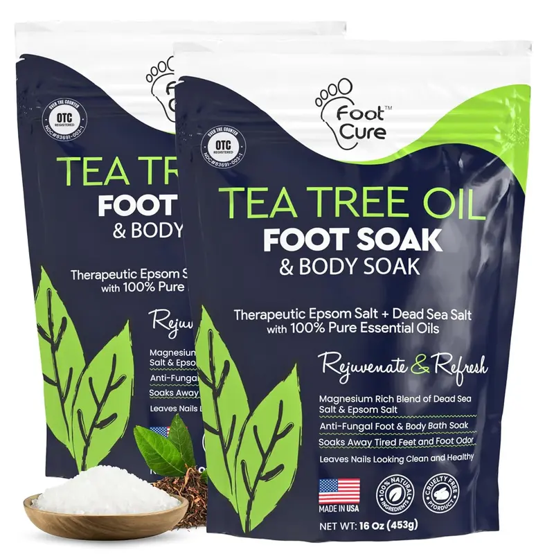FOOT CURE – Bain de pieds au Tea Tree et Sel d’Epsom – Soin des ongles, pieds d’athlète et callosités