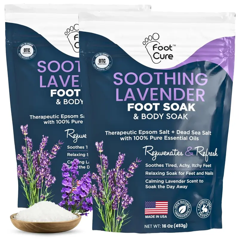 FOOT CURE – Bain de pieds lavande apaisant avec sels d'Epsom (pack de 2)