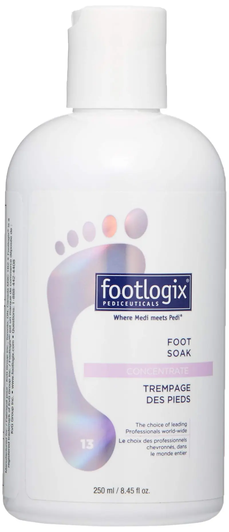 FOOTLOGIX Foot Soak Concentrate – Bain de Pieds Doux, 8.45 oz, Adoucit les Pieds et Callosités